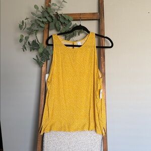 Women’s Yellow Sleeveless Dot Print Tank Top